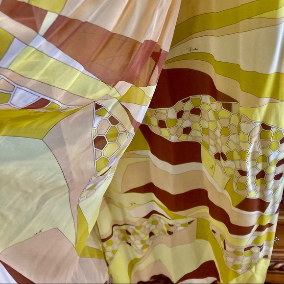 EMILIO PUCCI 1990's Geometric Print Silk Jersey  Chiffon Maxi Dress - Picture 8 of 16